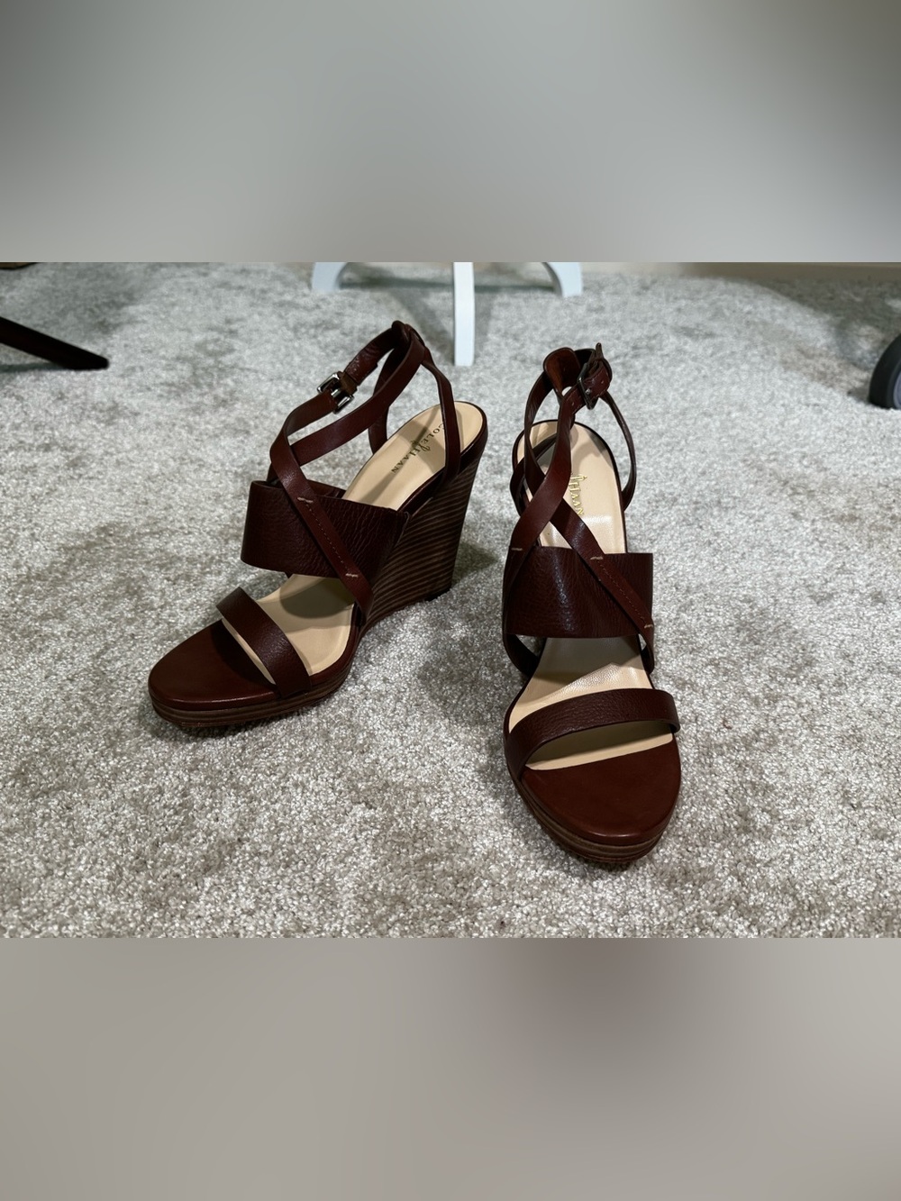 NEW!!! Cole Haan Nike Air Brown Leather Wedge Sandals